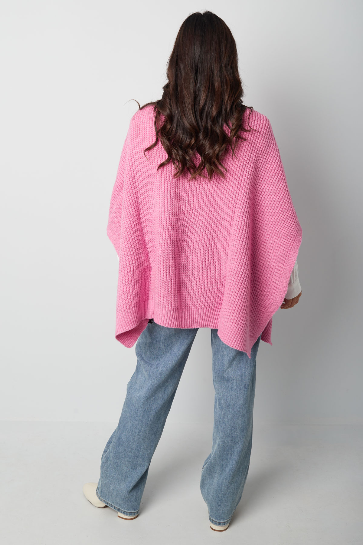 Plain knitted poncho - pink h5 Picture4